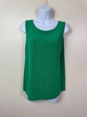 Chicos Travelers Green Tank Top Petite Size 2 Petite Slinky Knit Sleeveless Stre